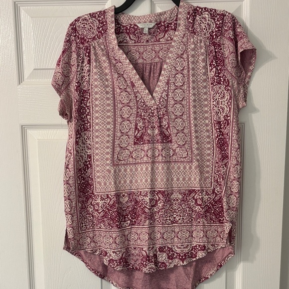 Lucky Brand Tops - Lucky Brand Maroon and Light Pink Blouse